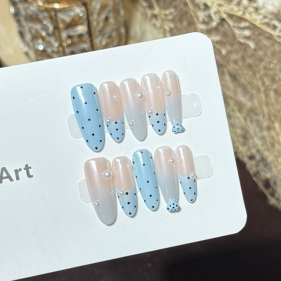 Decorative Press-On Nail Set with Unique Dot Design Stornfield