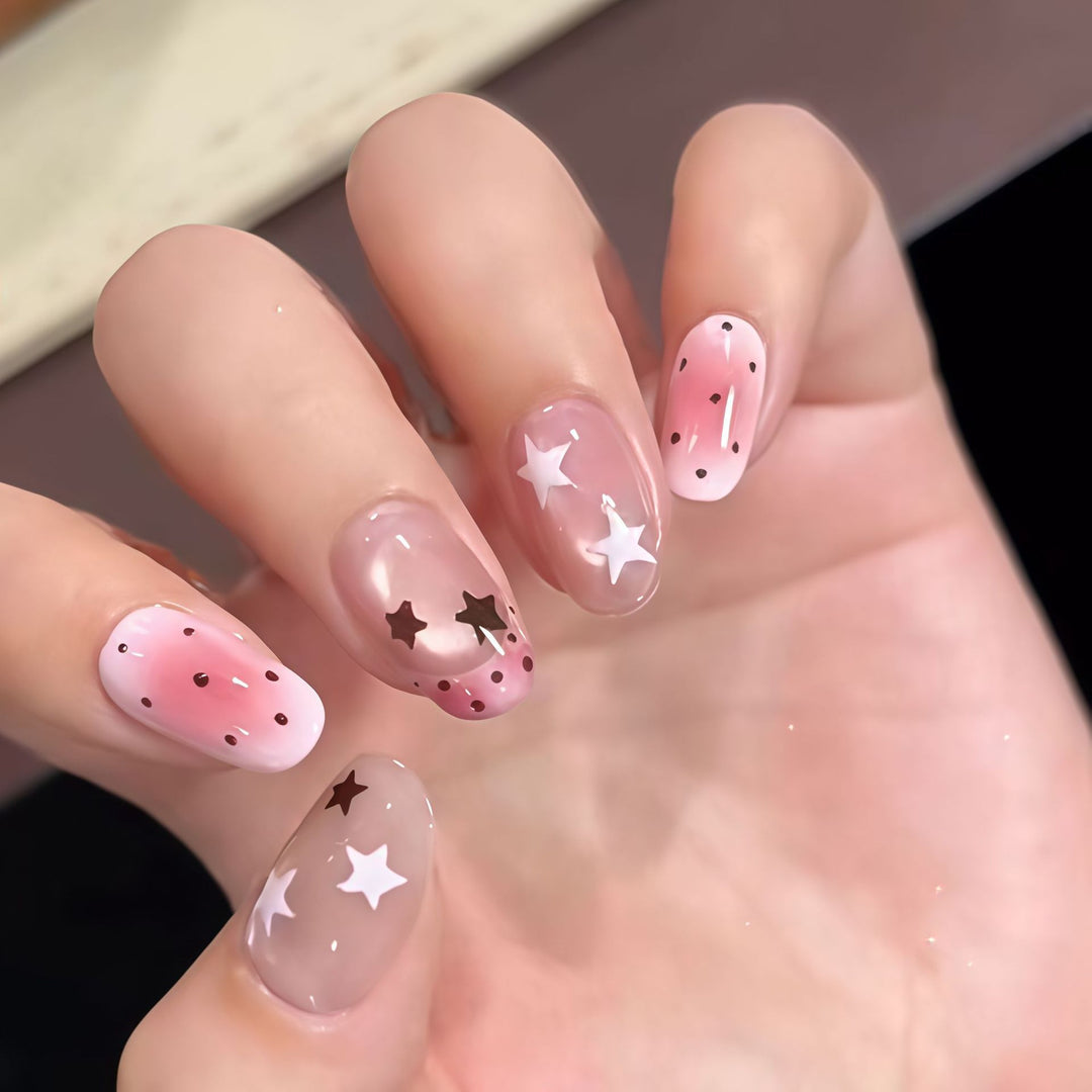 Artistic Star-Patterned Press-On Nail Art Stornfield
