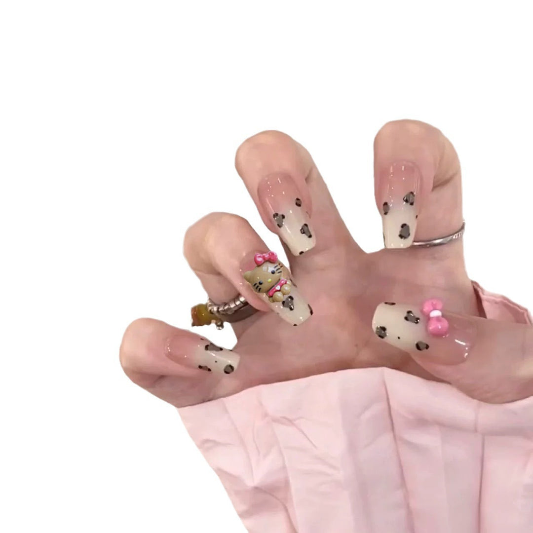 Playful art false nails with cute animal motifs Stornfield