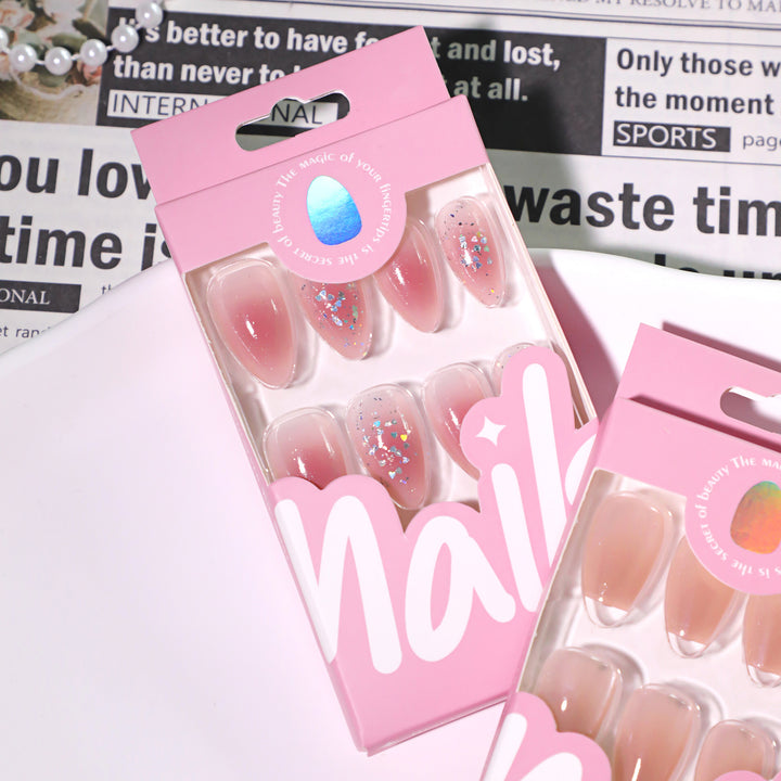 Glittering nail extensions with elegant V-design Stornfield