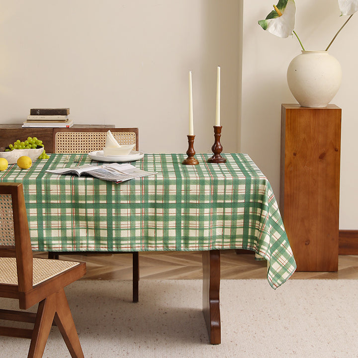 Checked rectangular tablecloth made of cotton-linen with water-repellent coating Stornfield
