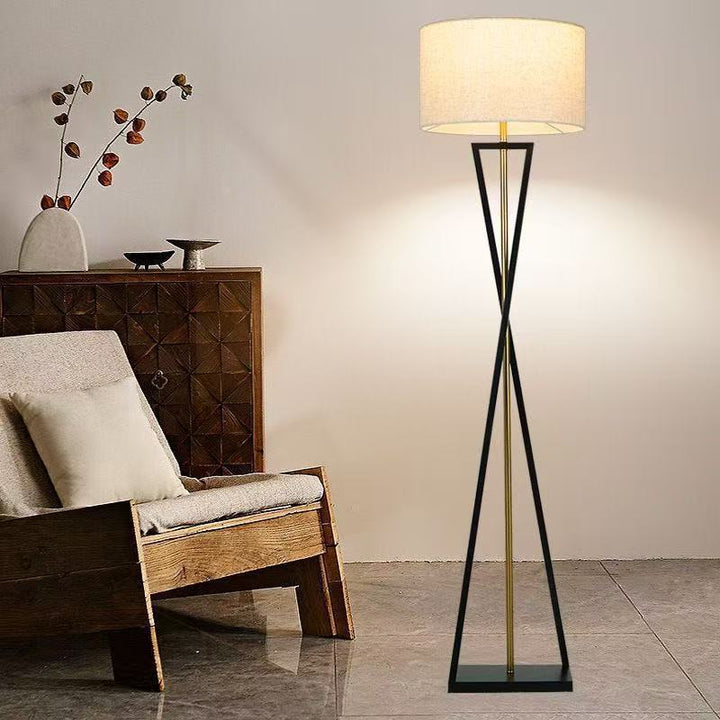Modern Geometric Floor Lamp with Elegant Fabric Shade