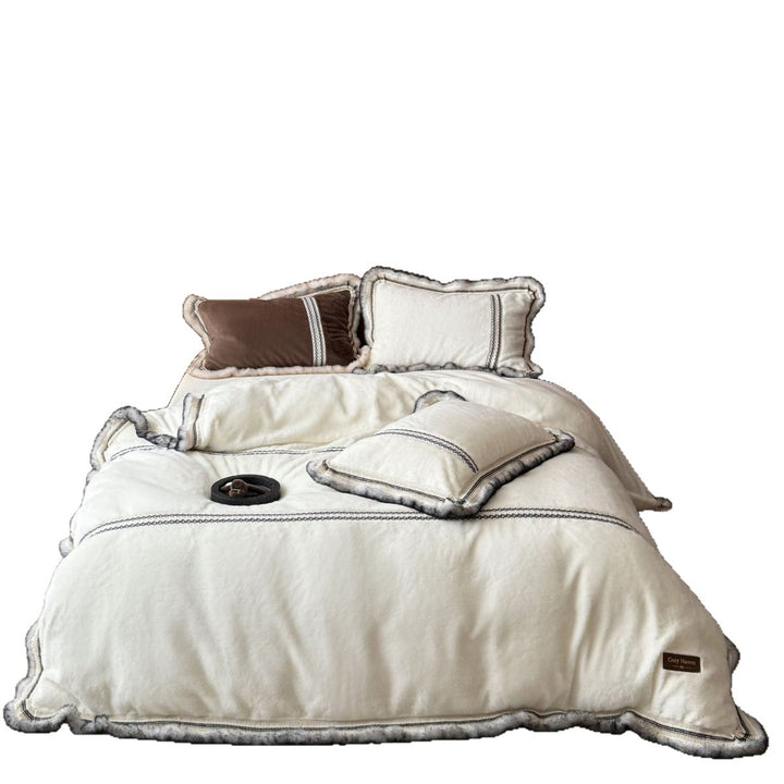 Plush Sherpa-Trimmed Reversible Comforter Set with Decorative Pillow Shams