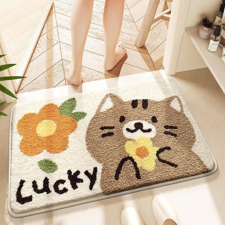 Cute Cat-Themed Plush Bath Mat