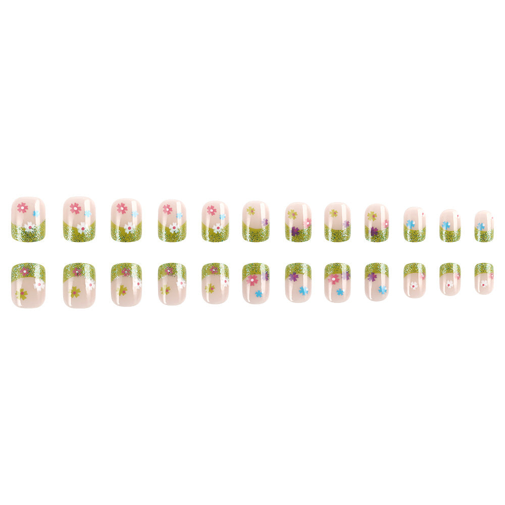 Floral Glitter Tip Nail Art Design Stornfield