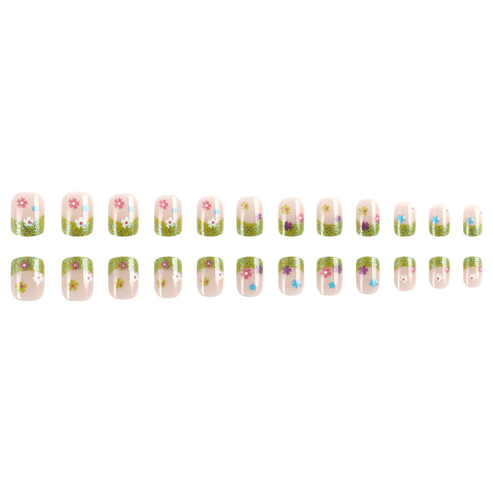 Floral Glitter Tip Nail Art Design Stornfield
