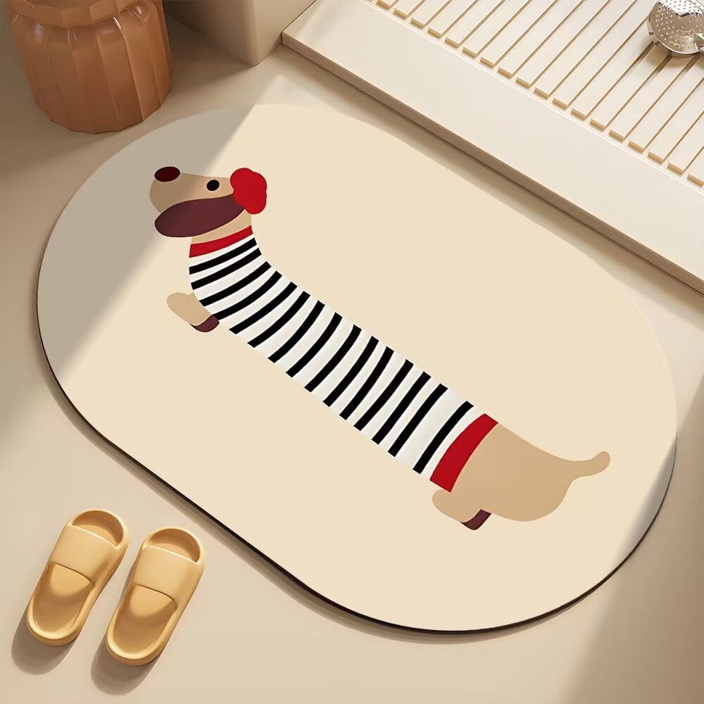 Whimsical Dog-Themed Bath Mat