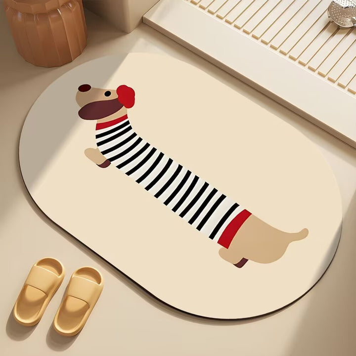 Whimsical Dog-Themed Bath Mat