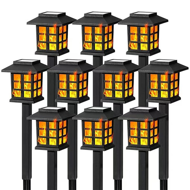 Solar Flame-Effect Garden Pathway Stake Lanterns With Weatherproof ABS Housing And Warm LED Glow Stornfield