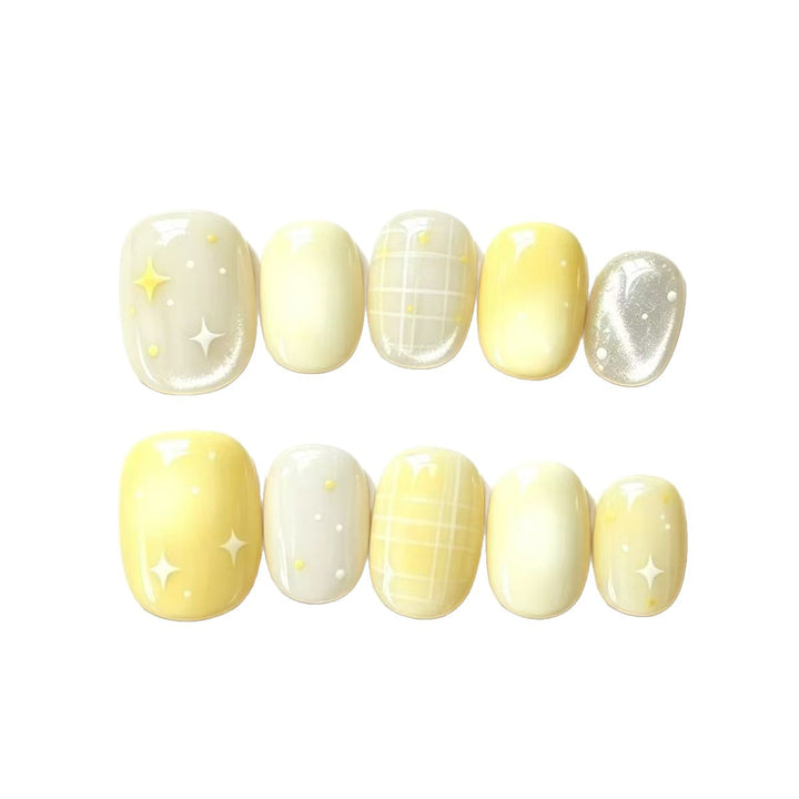Elegant Press-On Nail Art Set with Star Design Stornfield