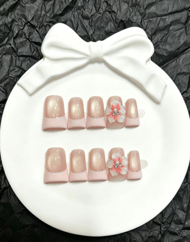 Decorative Floral Acrylic Press-On Nails