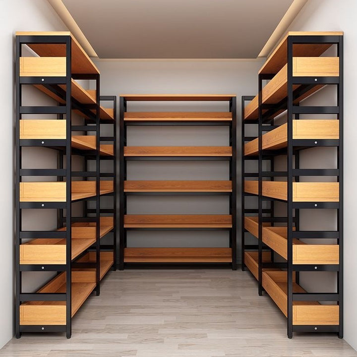 Regal with robust metal frame and wooden shelves Stornfield