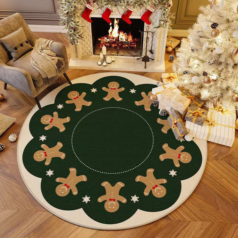 Christmas-Themed Round Area Rug for Home