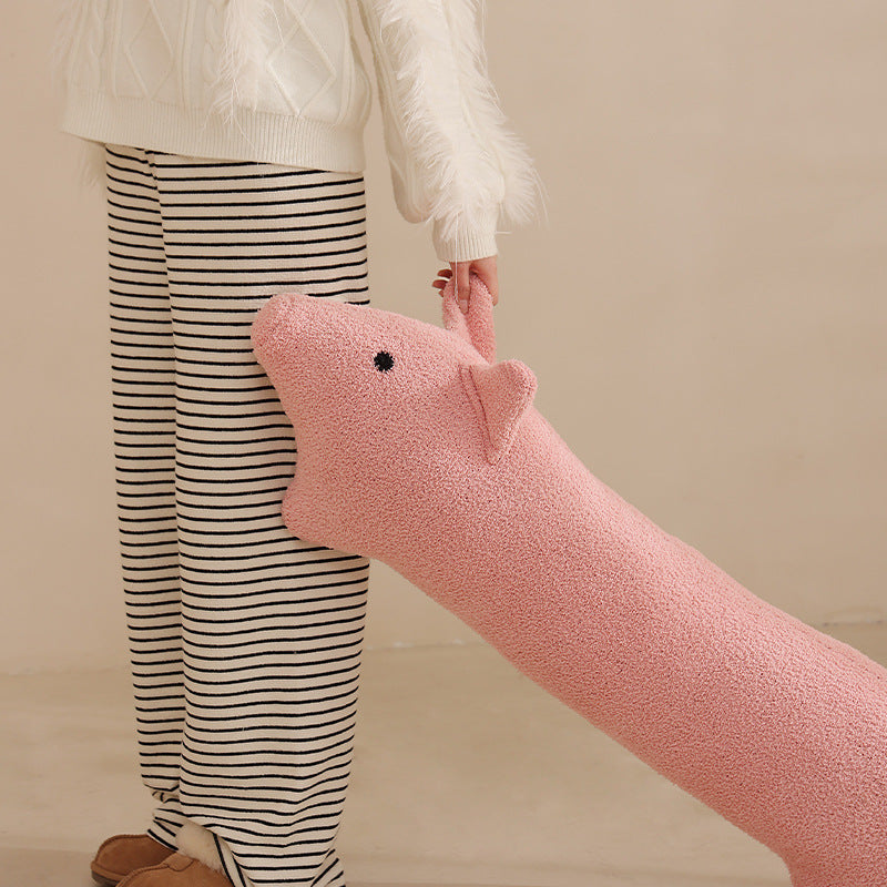 Handmade cuddly toy and decorative pillow in capybara shape made of bouclé plush