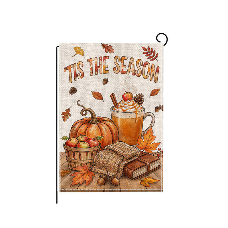 Decorative Autumn Harvest Garden Flag Double-Sided Burlap Accent