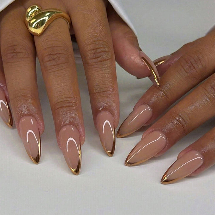 Artificial nails with elegant golden tip accent Stornfield