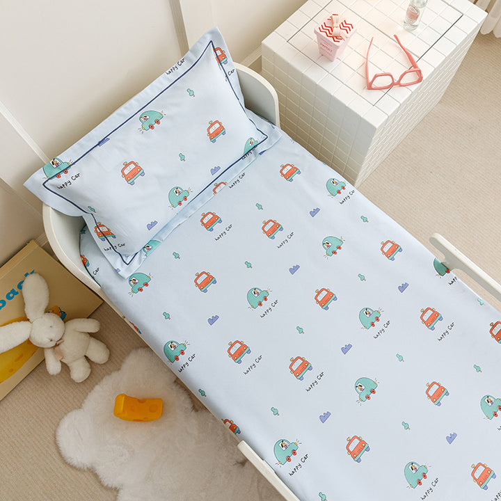 Toddler Breathable Cotton Percale Bunny Print Bed Linen Set