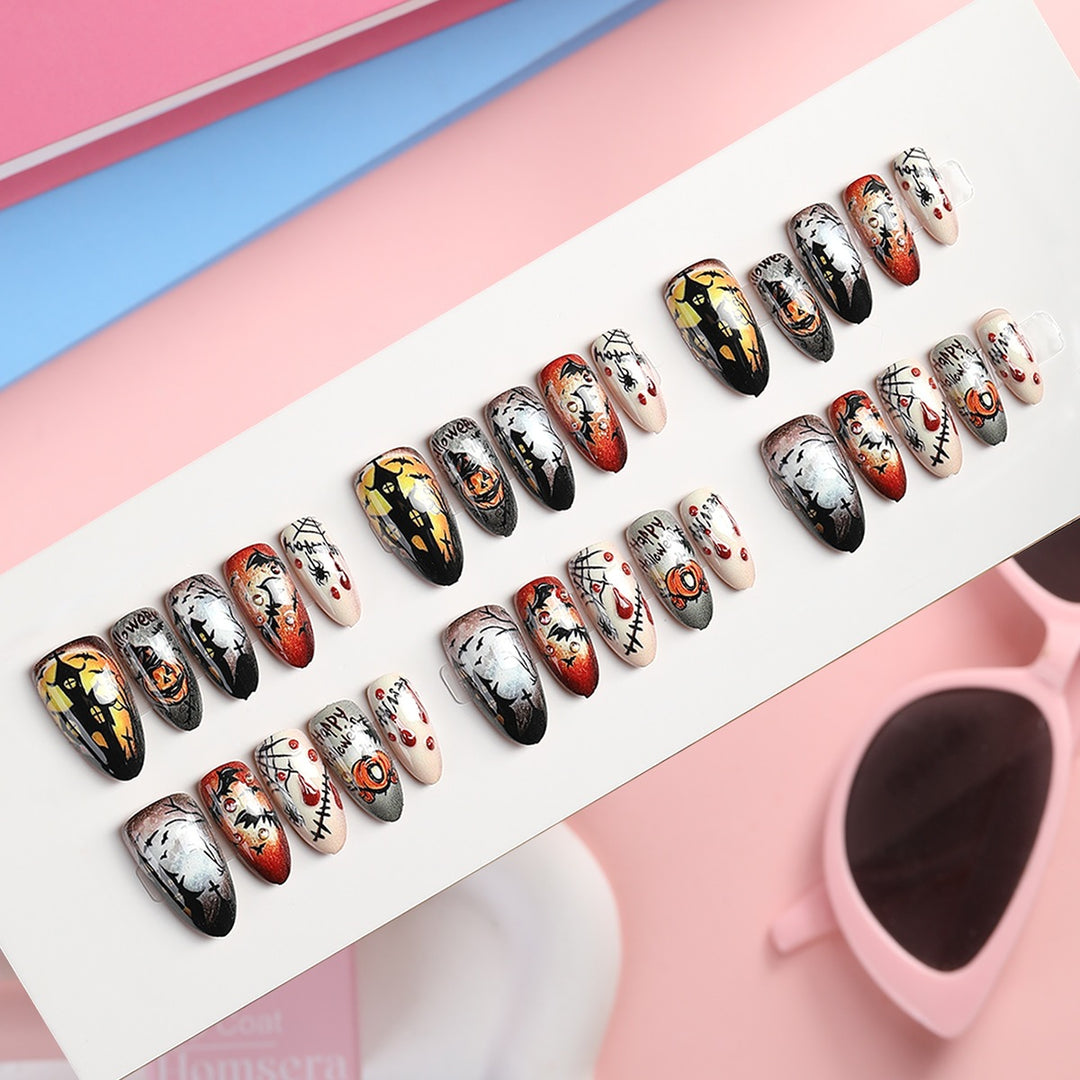 Creative Acrylic Nail Set with Halloween Motifs Stornfield