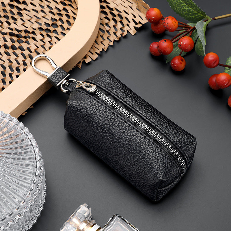 Textured Leather Zippered Pencil Case