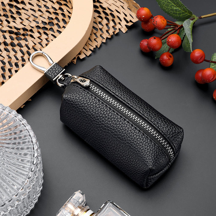 Textured Leather Zippered Pencil Case