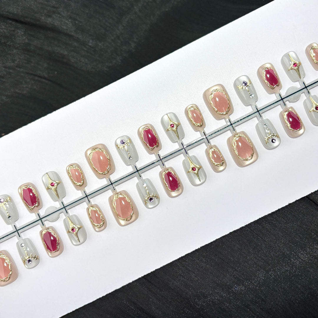 Elegant Polka Dot and Lace Press-On Nail Set