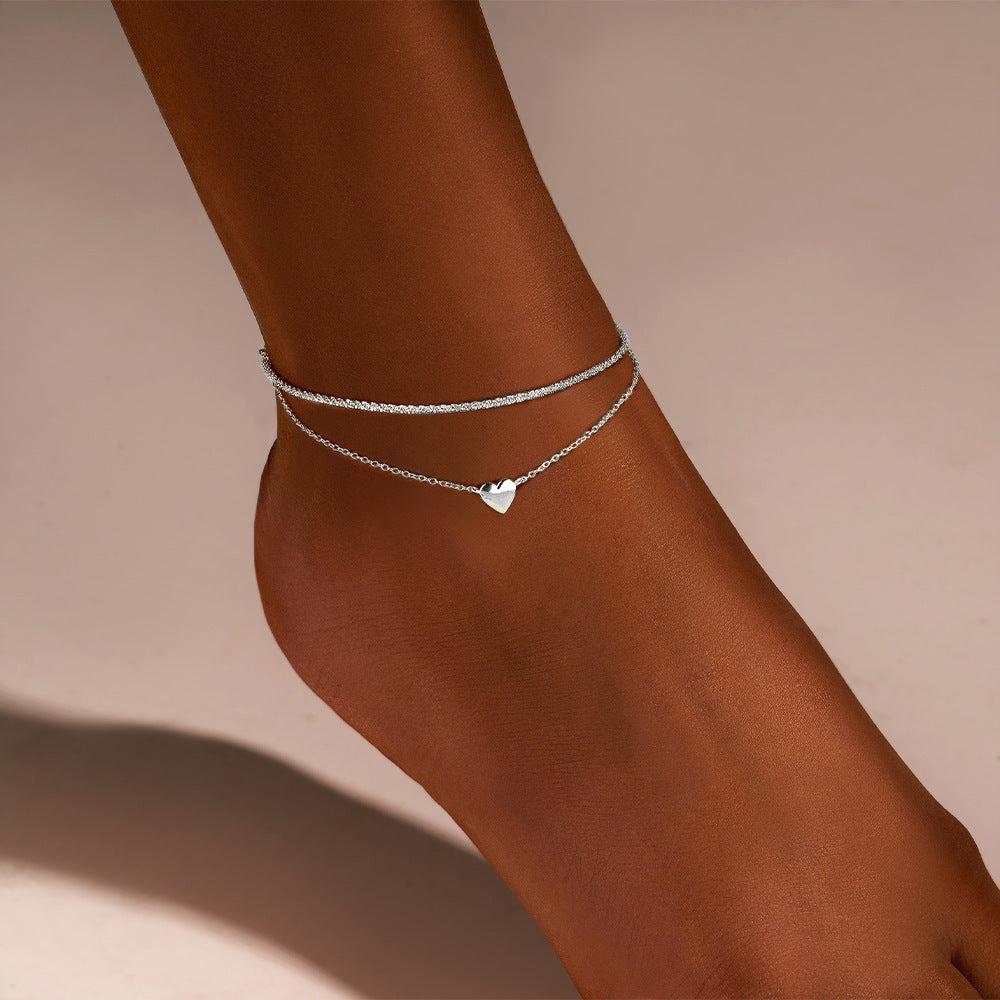 Two-Tone Heart Charm Anklet Stornfield