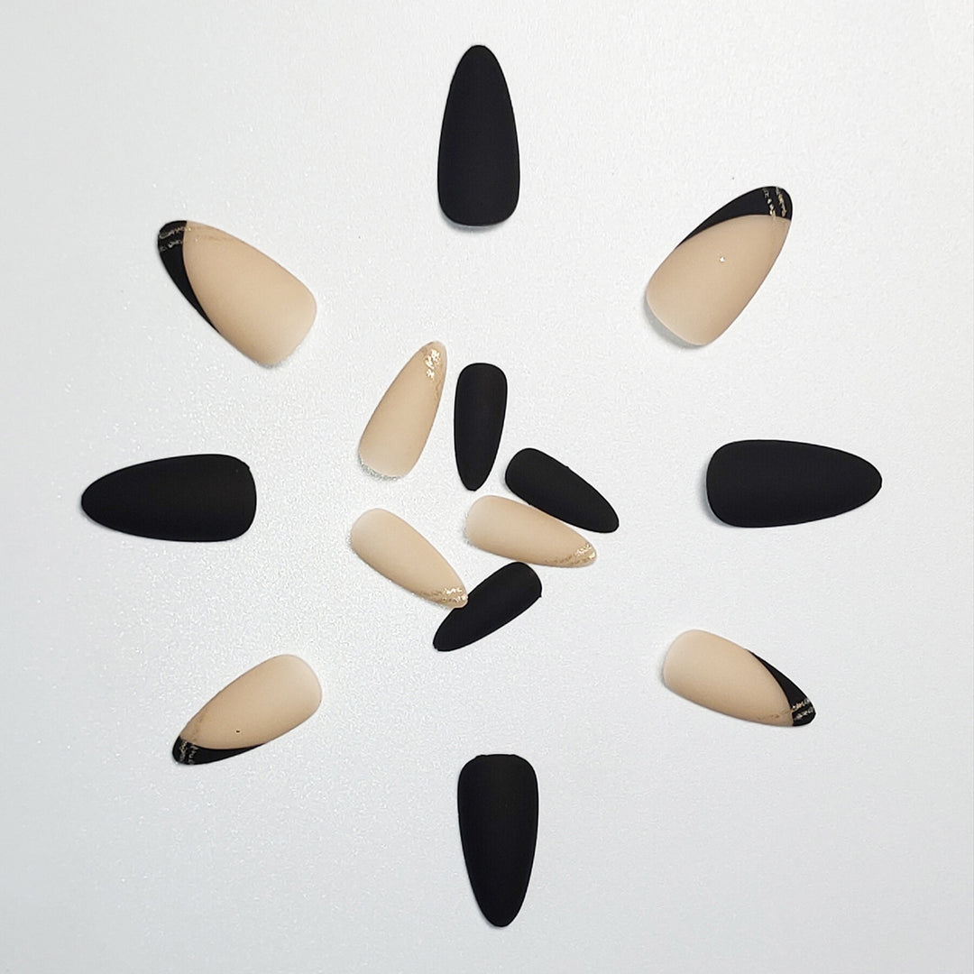 Elegant Stiletto Nail Extensions with Gold Accents
