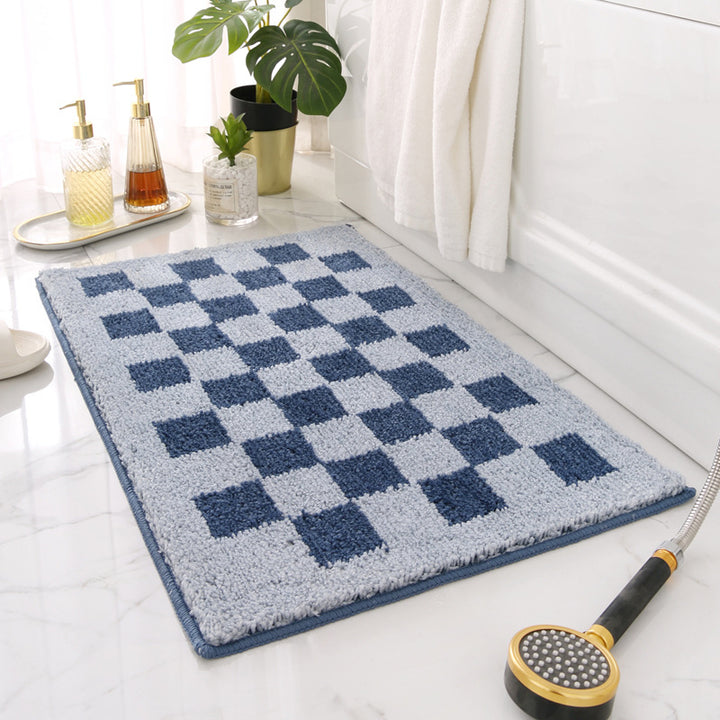 Soft Plush Checkerboard Bath Mat