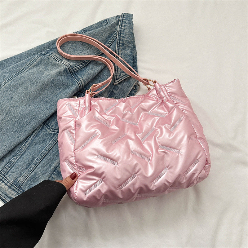 Stylish Puffed Nylon Shoulder Bag