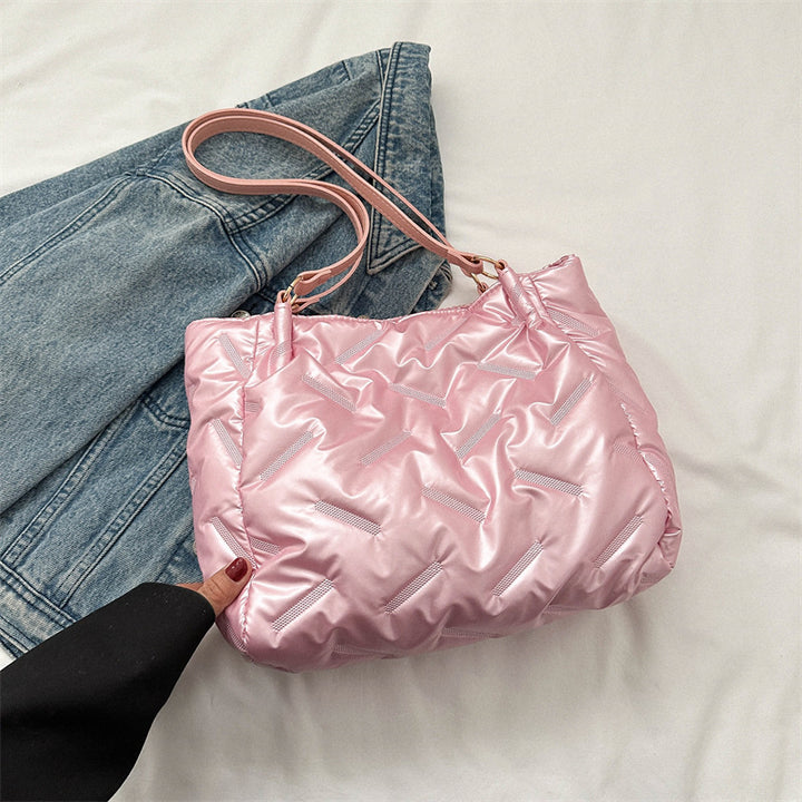 Stylish Puffed Nylon Shoulder Bag
