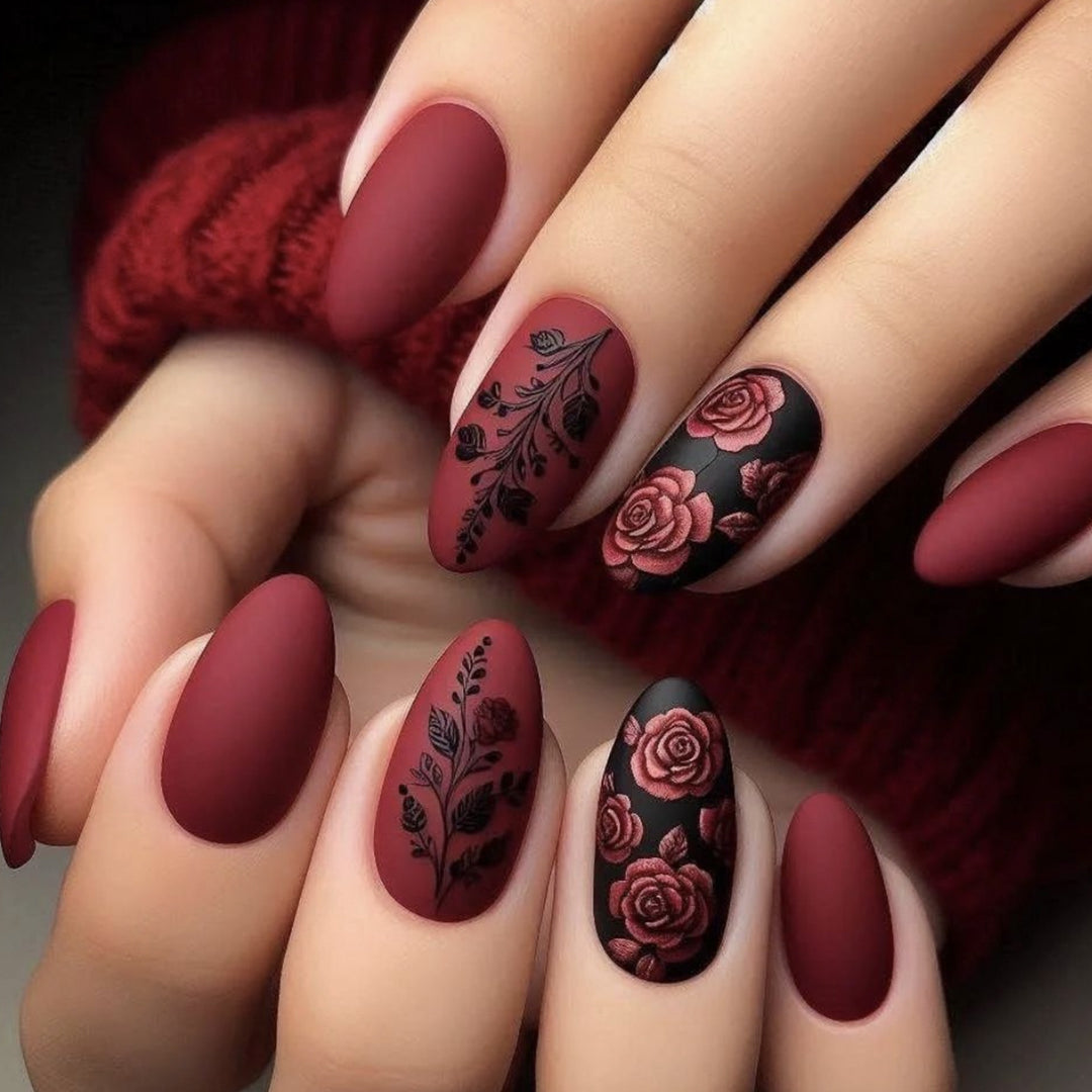 Floral Matte Acrylic Nail Set Stornfield