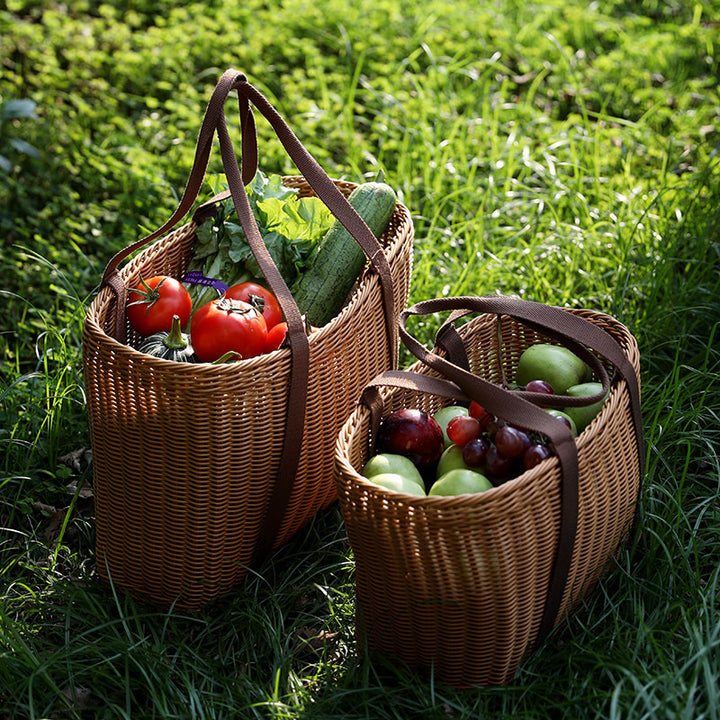 Unisex Robust braided shopping basket with comfortable fabric handles Stornfield
