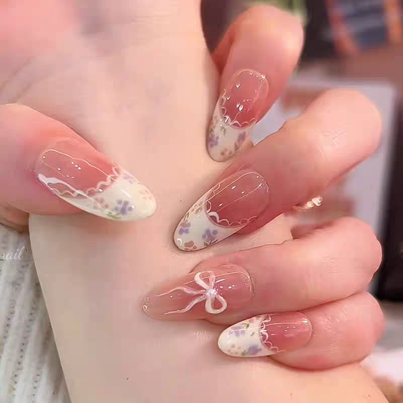 Artistic Floral Press-On Nail Set Stornfield