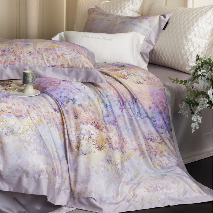 Floral Watercolor Cotton-Sateen Duvet Cover Set