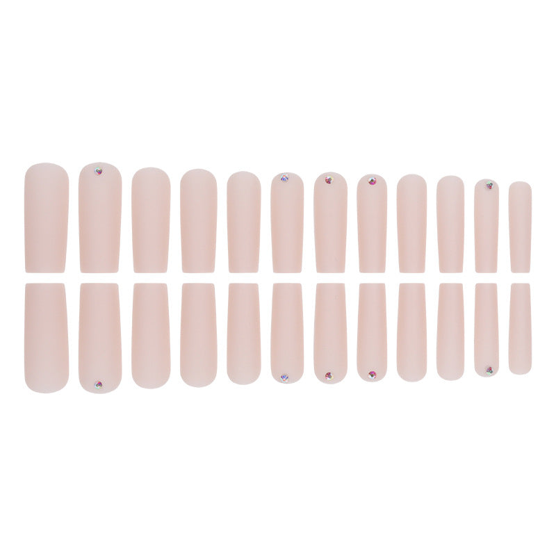 Long Matte Square Press-On Nails with Rhinestone Accents Stornfield