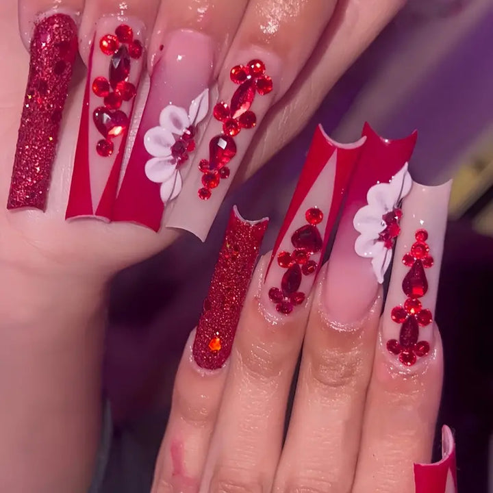 Glamorous 3D Floral Nail Enhancements Stornfield