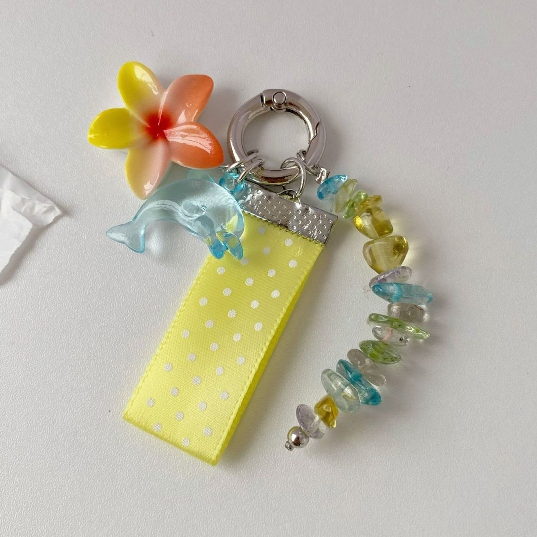 Whimsical Dolphin and Flower Charm Keychain Stornfield