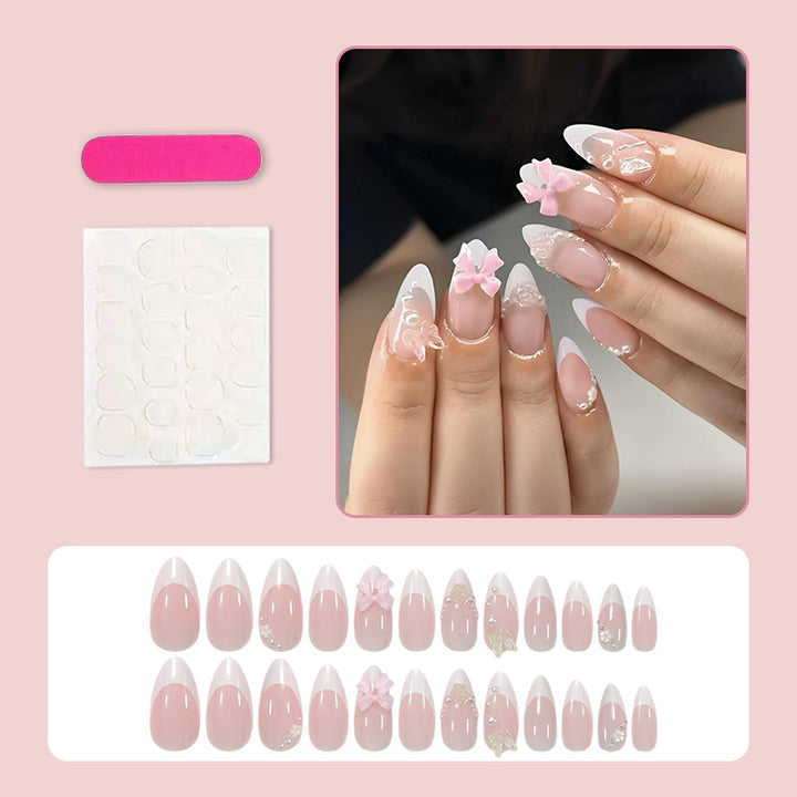 Nail set with elegant 3D flowers and trendy tips Stornfield