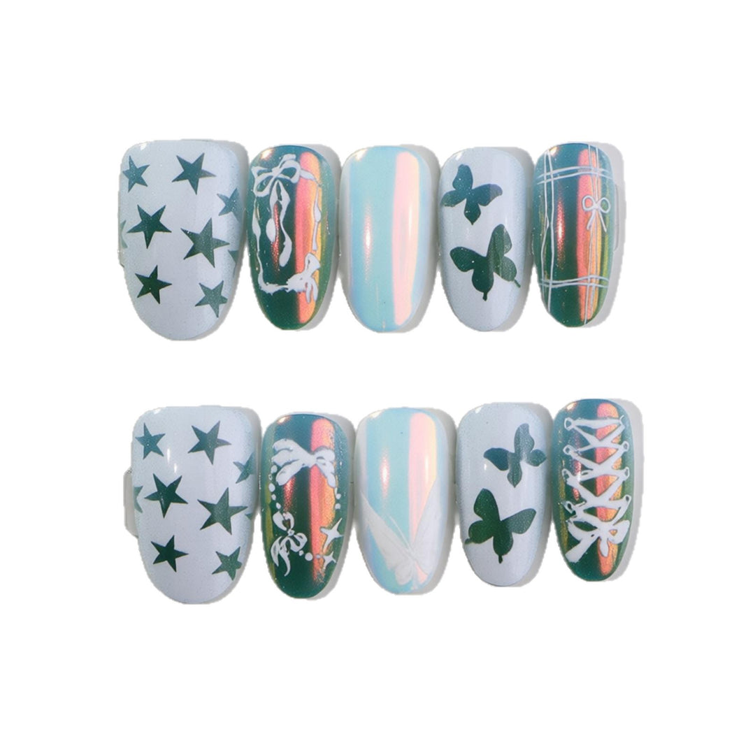 Decorative Press-On Nail Art Set with Butterfly and Star Designs Stornfield