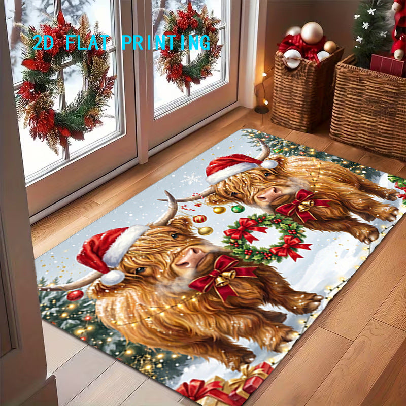 Festive Santa Claus-Themed Doormat