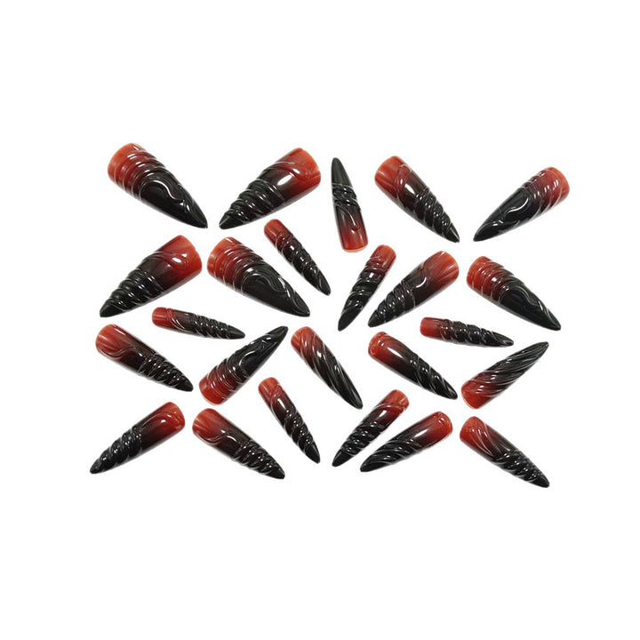 Acrylic Nail Set with Elegant Tips and Black-Red Gradient Color Stornfield