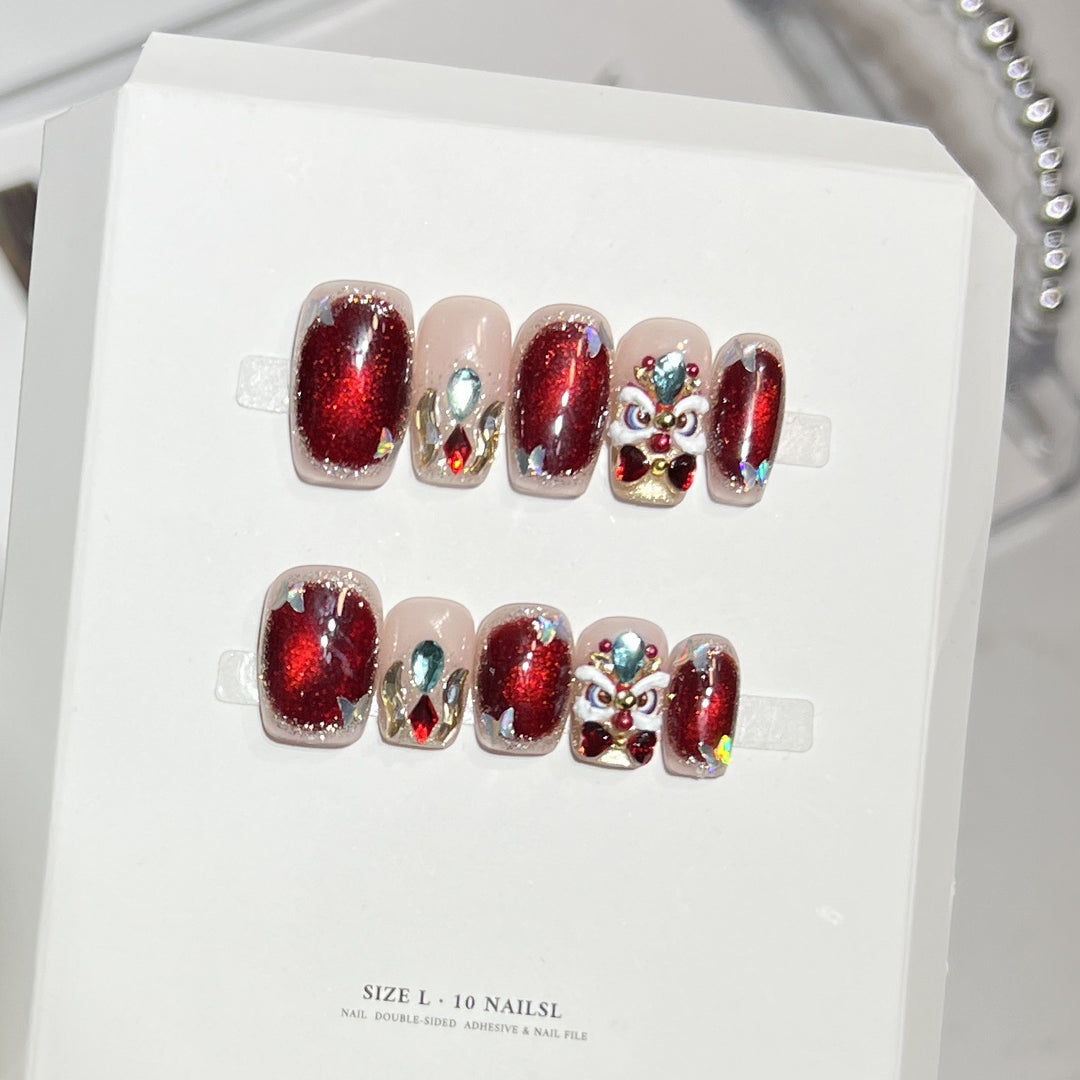 Artistic Press-On Nail Set with Elegant Floral Design Stornfield