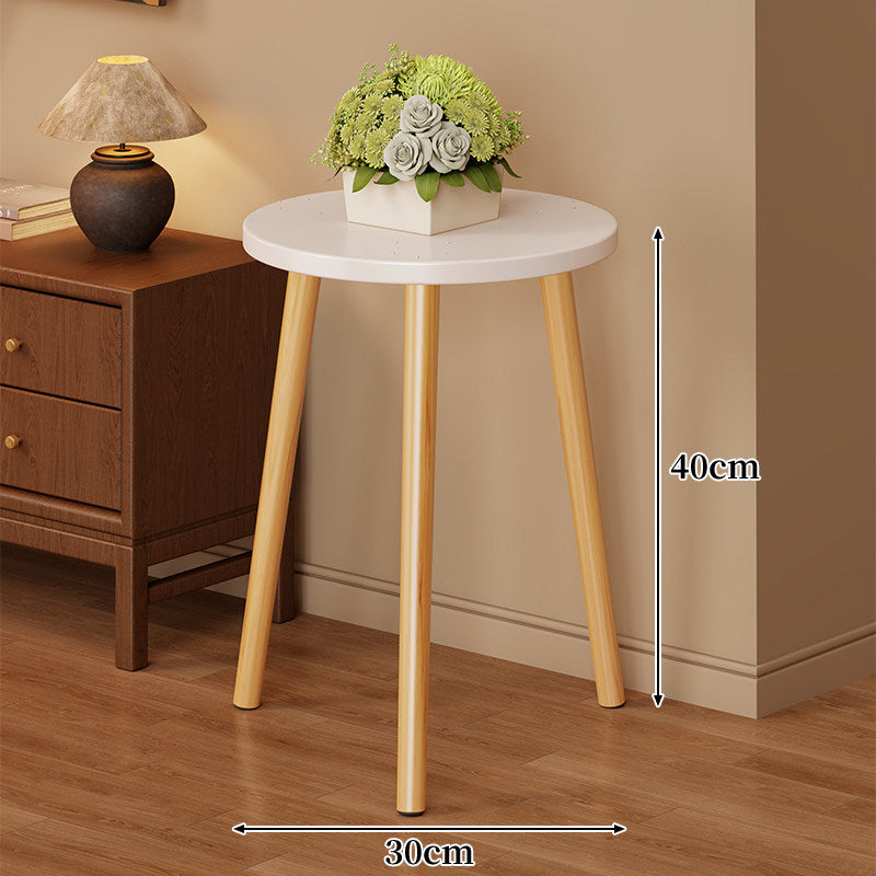 Two-Tier Round Side Table Plant Stand with Solid Wood Tripod Legs