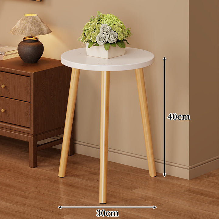 Two-Tier Round Side Table Plant Stand with Solid Wood Tripod Legs