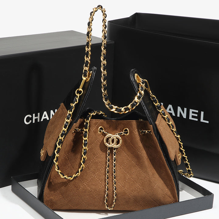 Quilted Drawstring Bucket Handbag