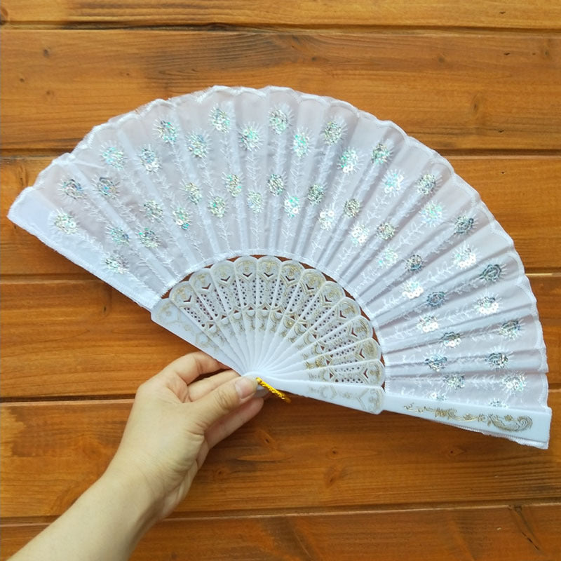 Women's high-quality lace fan with artistic floral motifs Stornfield