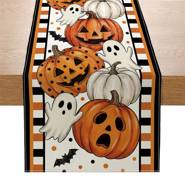 Halloween Jack-o'-Lantern Decorative Cotton Table Runner