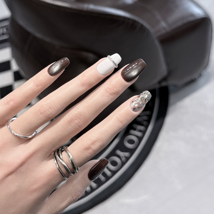 Press-On Nail Art Set with Ombre and Glitter Accents Stornfield