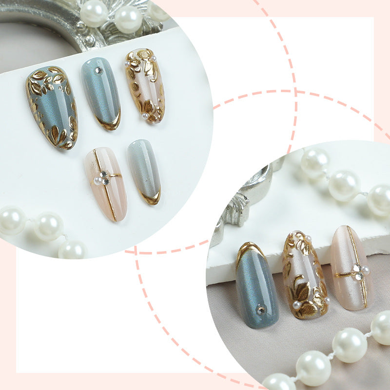 Decorative Press-On Nail Collection with Floral Accents Stornfield
