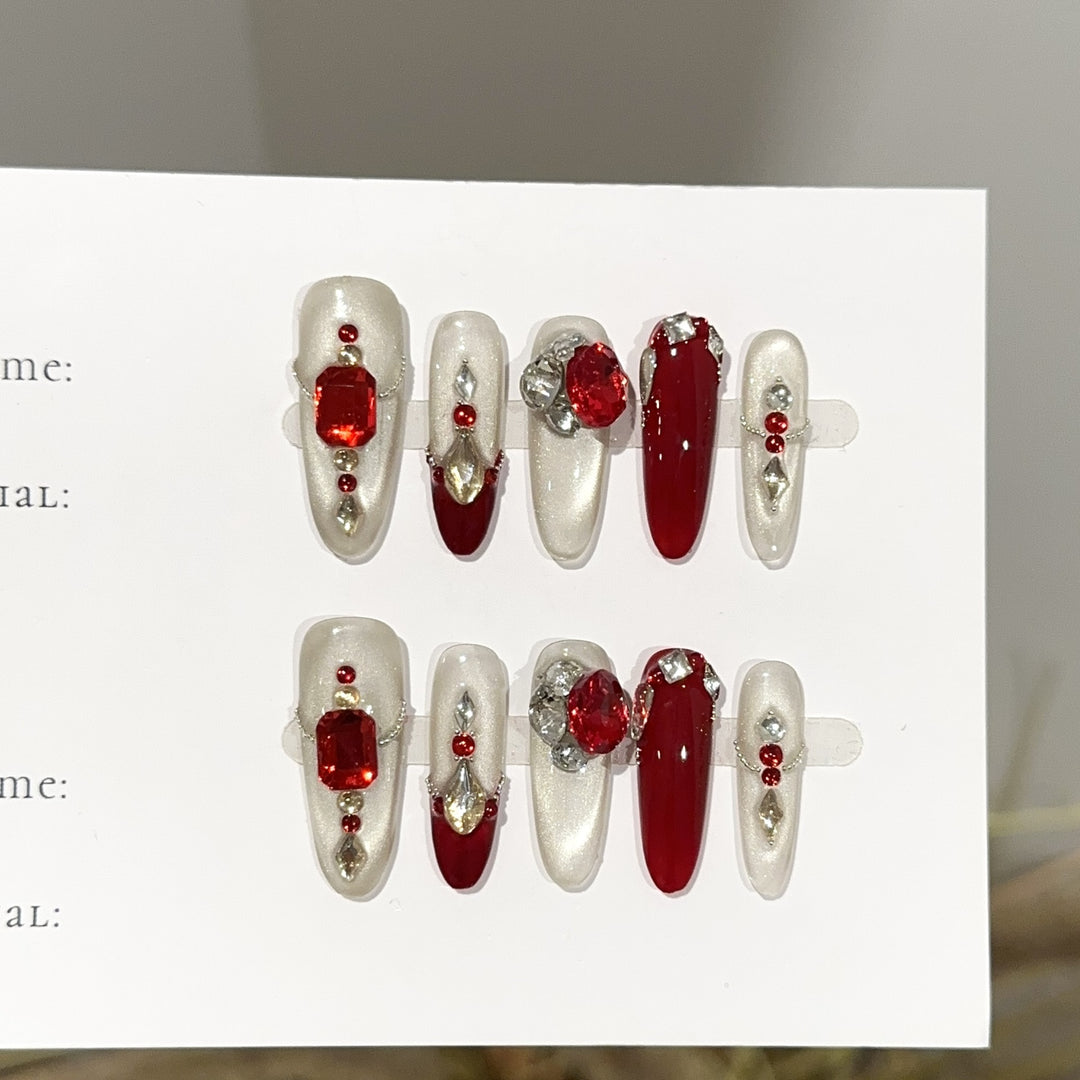 Glamorous Jewel-Decorated Press-On Nail Set